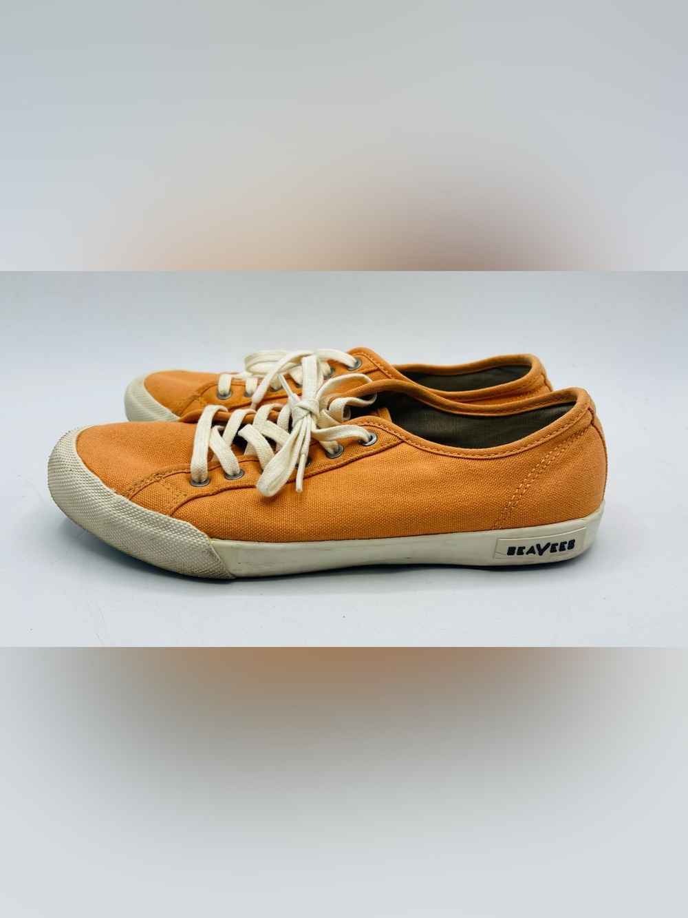 SeaVees Monterey Sneaker Summer Orange Canvas Womens 8.5M Lace Up 092215 06/67